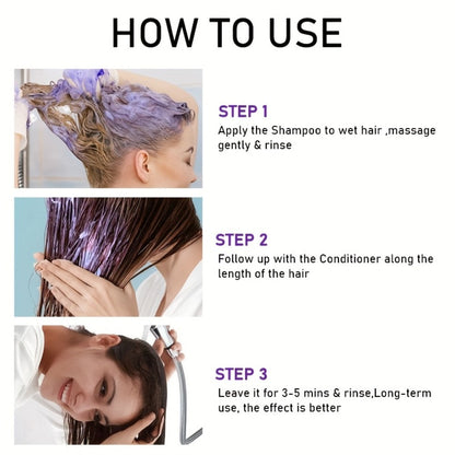 Purple Shampoo and Conditioner Set 2PCS for Blonde Silver Platinum Hair - Toning Brass & Yellow Neutralizer