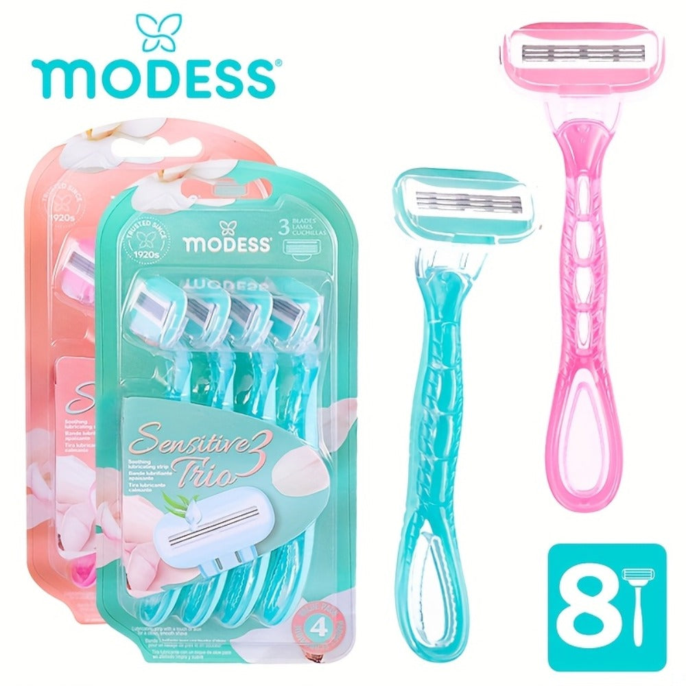 Sensitive Skin Disposable Razors for Women Pastel Teal Blush Pink 4-Pack & 8-Pack Smooth Close Shave Legs Underarms Protective Blade Cap