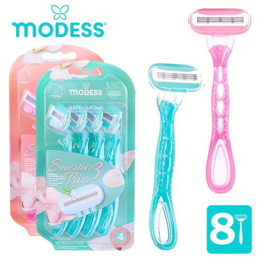 Sensitive Skin Disposable Razors for Women Pastel Teal Blush Pink 4-Pack & 8-Pack Smooth Close Shave Legs Underarms Protective Blade Cap