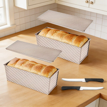 Pullman Loaf Pan with Lid, Extra Large 12.3x4.7x4.3 Inch Sandwich Bread Pan with Vent Holes