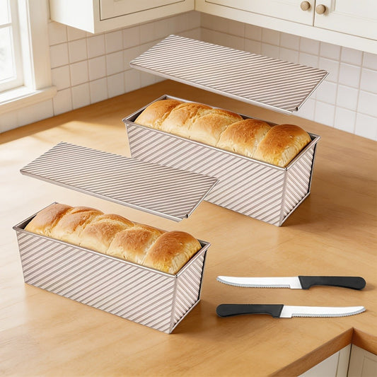 Pullman Loaf Pan with Lid, Extra Large 12.3x4.7x4.3 Inch Sandwich Bread Pan with Vent Holes