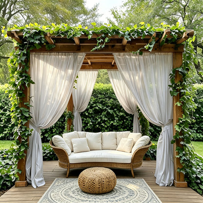Six-Panel Sheer Outdoor Curtain Sets in Ten Colors with 37- or 54-Inch Width and Seven Length Options
