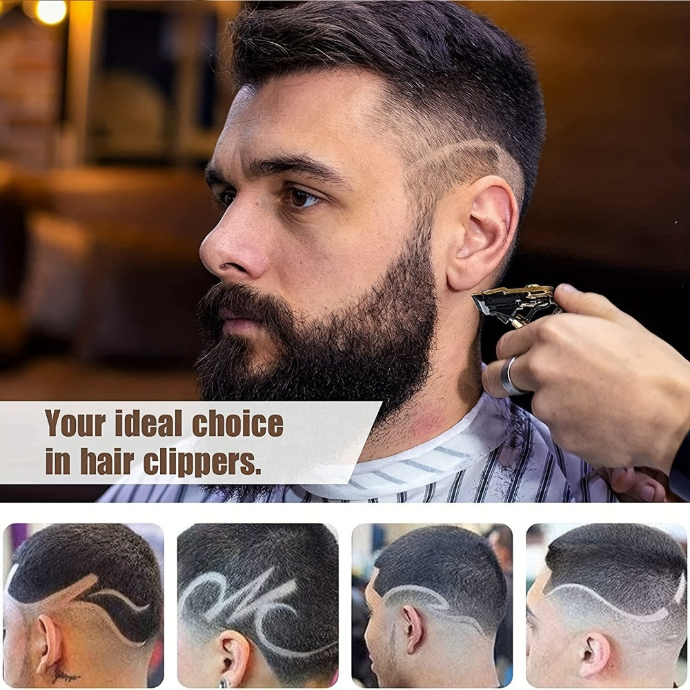 Cordless Hair Clipper for Men with LCD Screen – Electric Beard Trimmer & T-Blade Hair Cutting Kit, USB Rechargeable Grooming Clipper