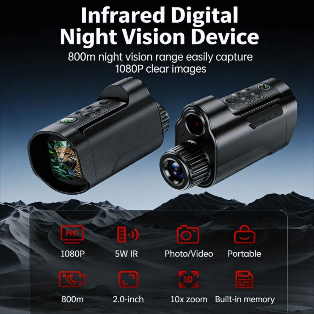 Night Vision Monocular 1080P HD 5W IR 2600FT Range 10X Digital Zoom 2-Inch Screen Handheld Night for an Everyday Personal Care Routine