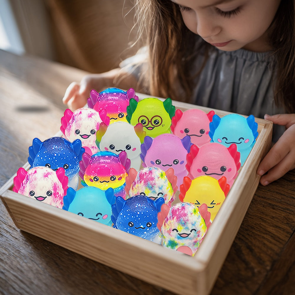 Axolotl Squishy Toys 20 Pack Slow Rising Fidget Sensory Stress Toys for Kids, Cute Salamander Newt Ice Cream Shape Squeeze Toys