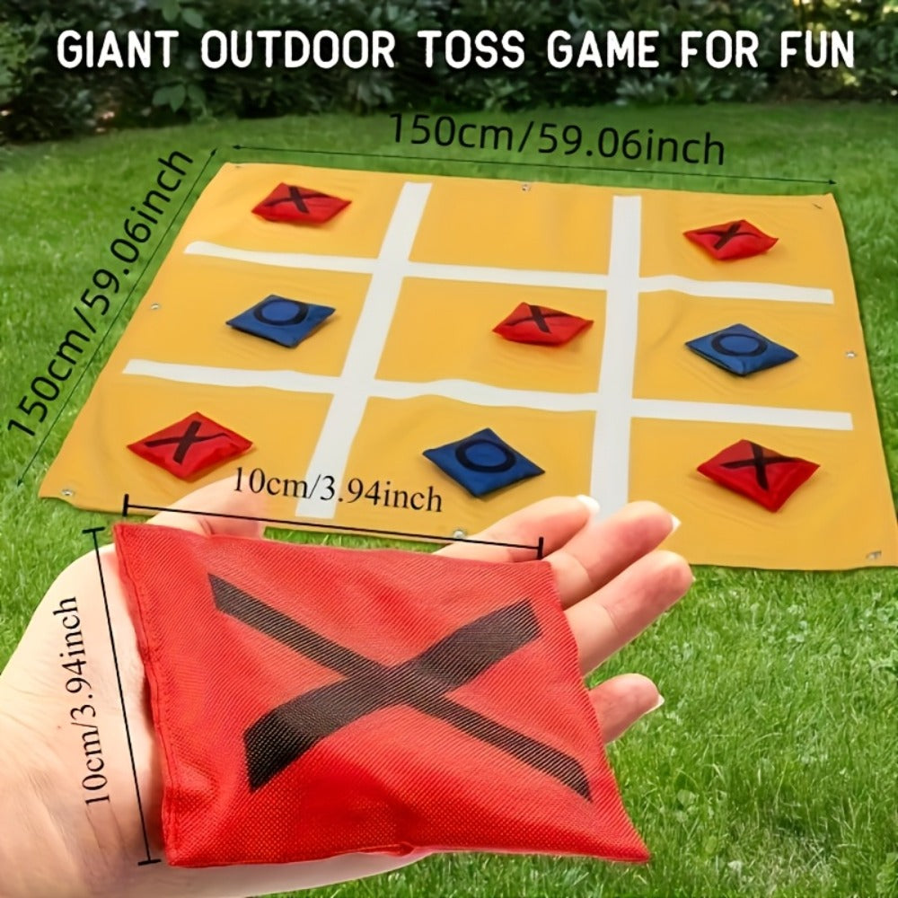 Giant Tic Tac Toe Bean Bag Toss Game Set Outdoor Lawn Game with 4.92ft Cloth 10 Bean Bags Ground Nails for Home and Salon Manicures