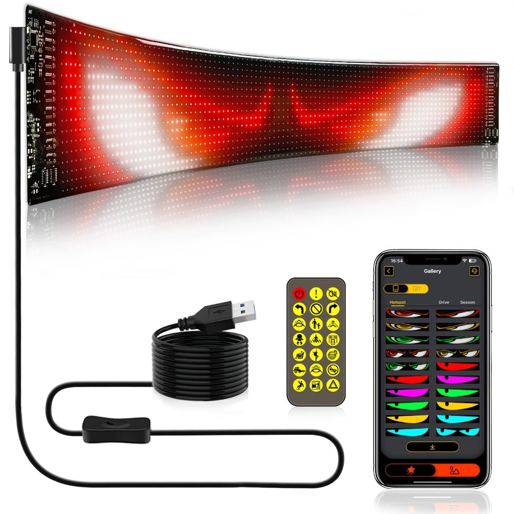 Flexible LED Dot Matrix Display with Remote Control - APP & USB Powered Programmable Scrolling Sign