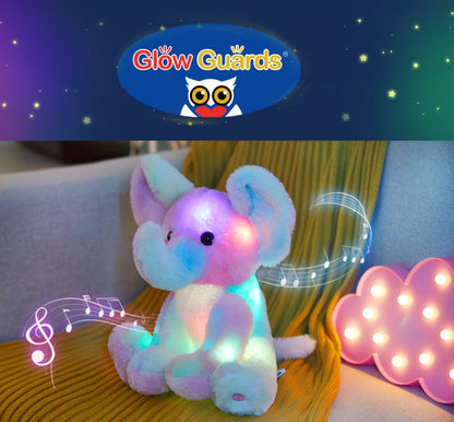 Plush Toy Rainbow Elephant 12-Inch Light-Up Design with Optional Music for Colorful Room Display