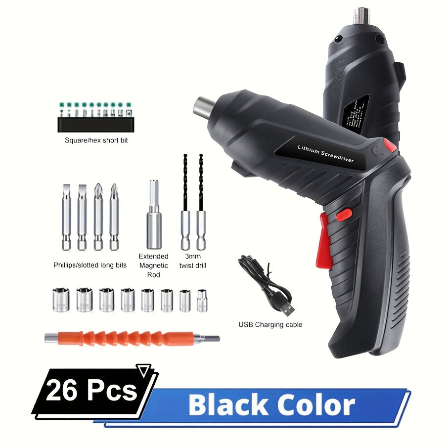 Power Tools 3.6V Mini Electric Drill Screwdriver Kit with 1300mAh Battery and 26 or 47 Piece Options