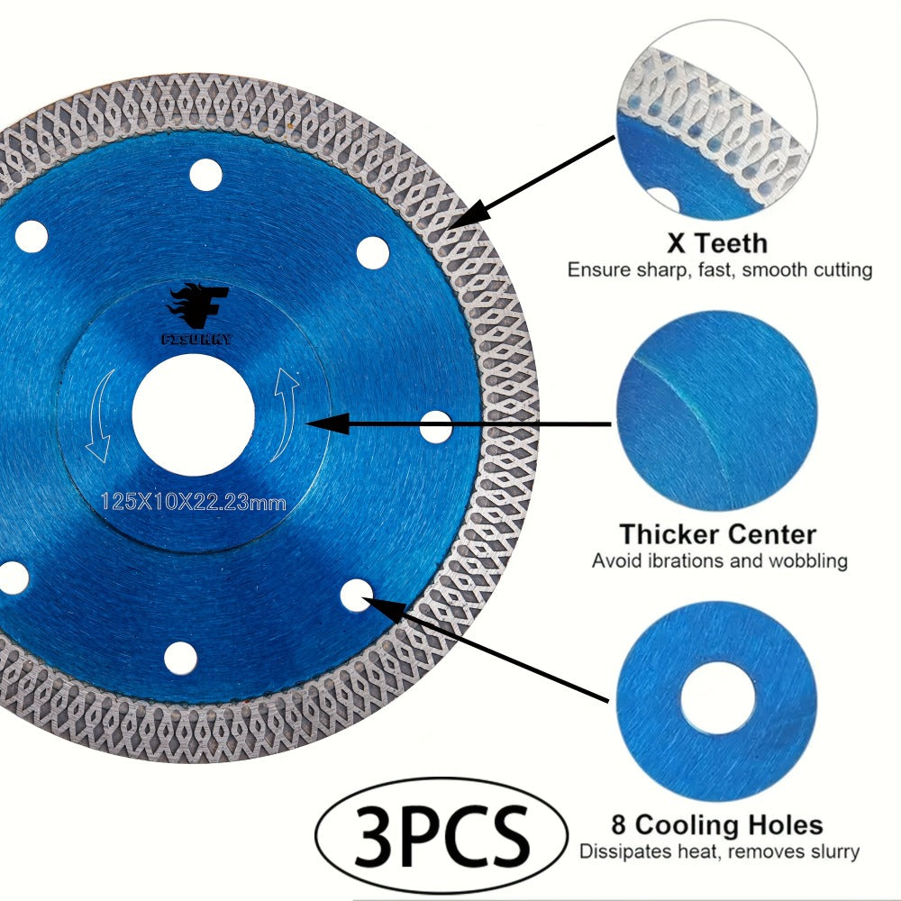 Diamond Saw Blade 4-1/2 Inch 3-Pack X-Teeth Ultra Thin Dry Wet Cut for Porcelain Ceramic Tile for an Everyday Personal Care Routine