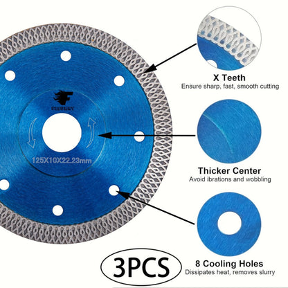 Diamond Saw Blade 4-1/2 Inch 3-Pack X-Teeth Ultra Thin Dry Wet Cut for Porcelain Ceramic Tile for an Everyday Personal Care Routine