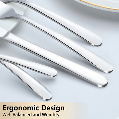 Stainless Steel Flatware Set in 60- or 90-Piece Silver Configurations with Five-Piece Place Settings