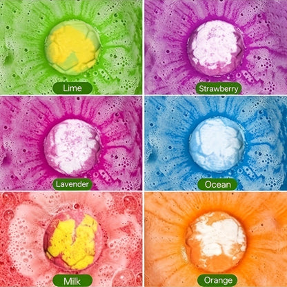 Bath Bombs, 6-Piece Dinosaur Surprise Set with Colorful Round Fizzers, Hidden Dinosaur Toys and Gift Box