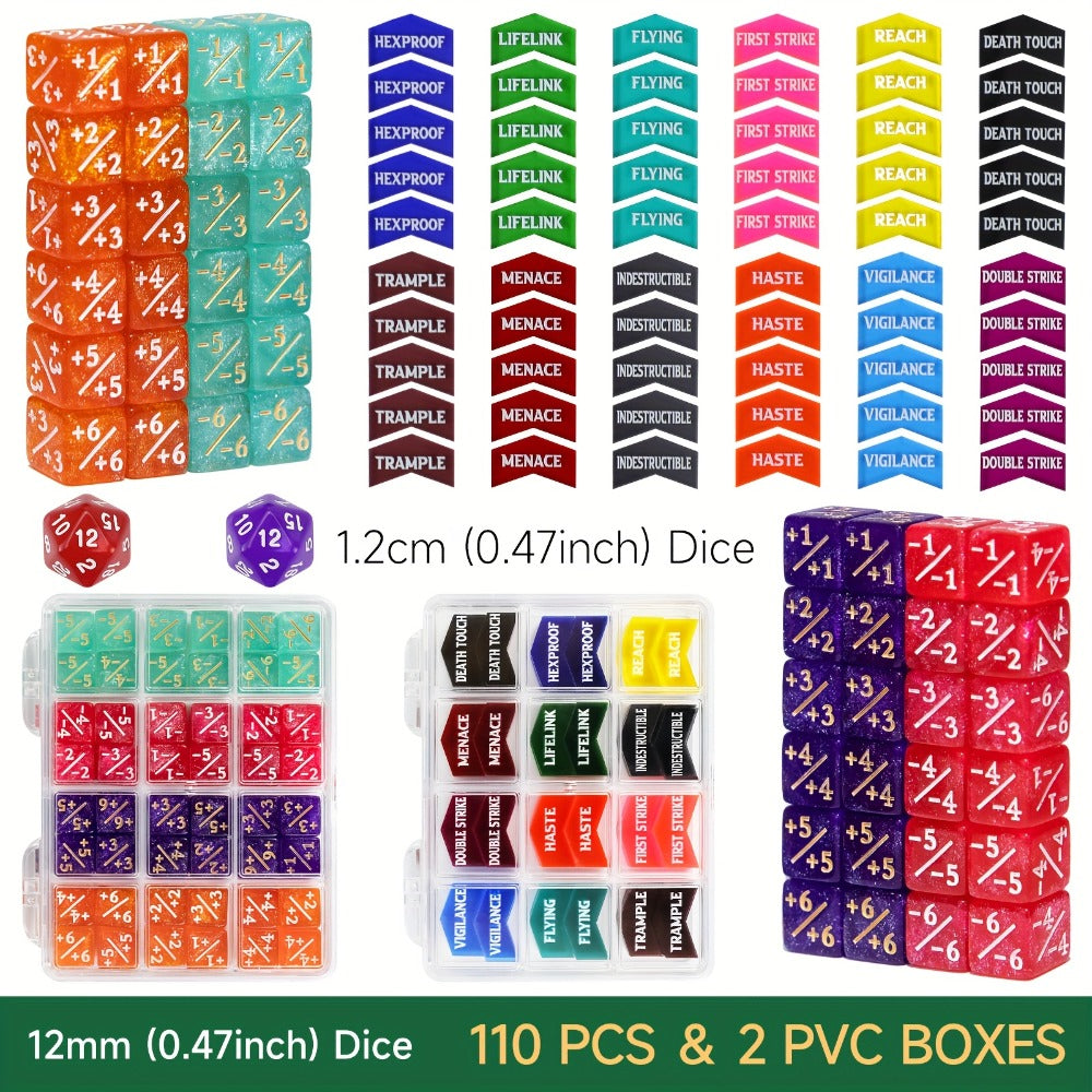 MTG Counter Dice Set 110pcs with the Listed Color, Size or Set Options for Everyday Use, with the Listed Configuration