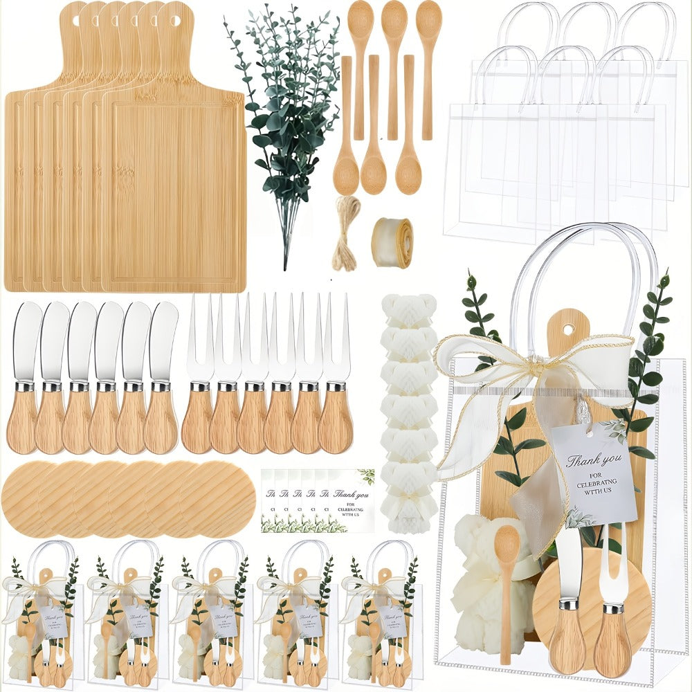 Pizza Board Gift Set with Knives Spoons Gift Bag and Kitchen Towel - Charcuterie Cheese Board Set for Bridal Shower Party Favor