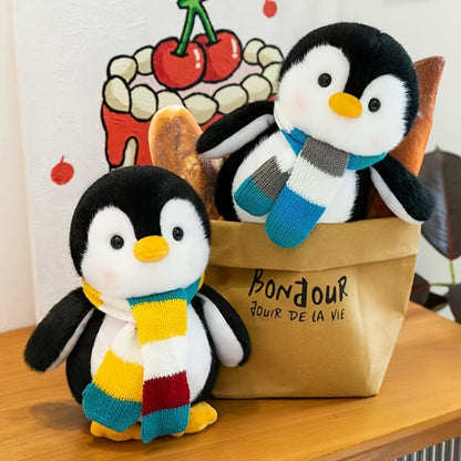 Stuffed Animal Scarf Penguin with Blue or Yellow Accessory Option and One-Piece Configuration
