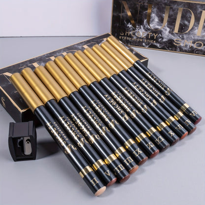 Eyeshadow Pencil Set 12pcs for Women, Matte & Shimmer Thick Stick Foam Eye Shadow Sticks, for Makeup, Travel and Everyday Vanity Use