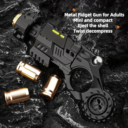 Metal Fidget Gun EDC Spinner Toy for Adults & Men, Alloy Steel Decompression Finger Spinner with 3 Reusable Shells & 20 Bullets
