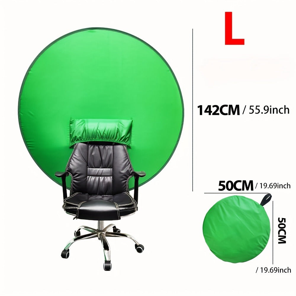 Chair Mount Green Screen Backdrop Collapsible Chroma Key Background for Streaming Vlogging Video Calls Zoom Portable Wrinkle-Resistant