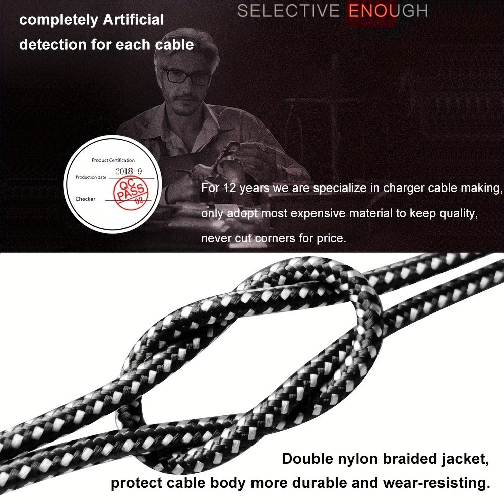10ft Nylon Braided Lightning Cable 3-Pack MFi, USB-A to Lightning iPhone Charger Cord for iPhone 14 13 12 11 Pro Max XS XR X 8 7 SE