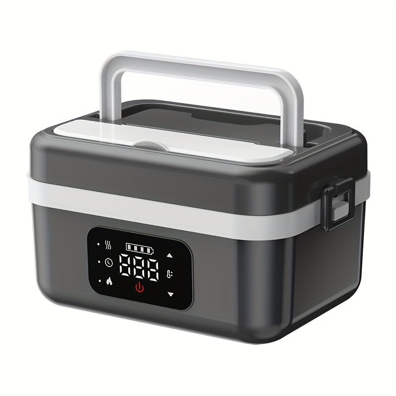 Heated Lunch Box, 8000mAh Battery-Powered 60W 1L Food Warmer with Timer and Power Bank Function