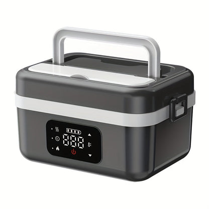 Heated Lunch Box, 8000mAh Battery-Powered 60W 1L Food Warmer with Timer and Power Bank Function