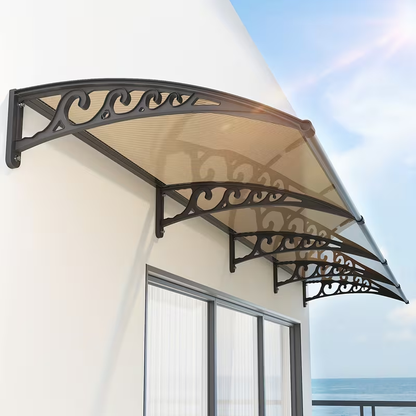 Door Awning Polycarbonate Window Canopy UPF50+ UV Rain Protection for Garden, Patio and Yard Use