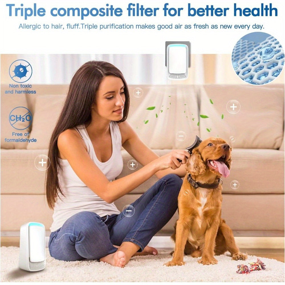 Plug-In Air Purifier Ionic, Filterless & Silent Odor Neutralizer for Home, Pets, Office & Gym, Compact 24/7 Fresh Air