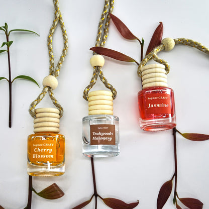 Car Air Freshener 18-Pack Hanging Diffuser Bottles with Six Random Scents and Adjustable Wooden Caps