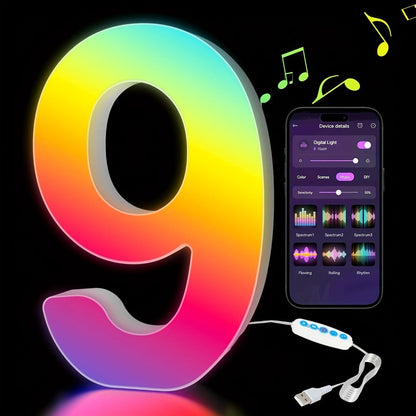 LED Letter Lights Music Sync – Colorful Flashing Marquee Alphabet Lights for Room Decor, Party, Bedroom, Festival & Camping