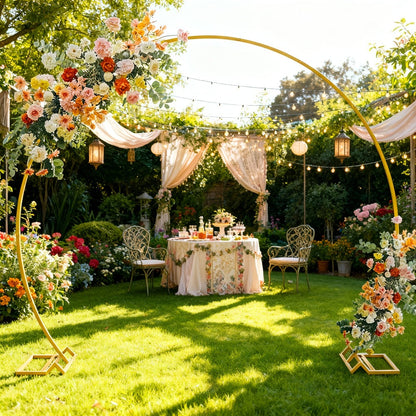 Metal Round Wedding Arch Backdrop Stand - Circular Balloon Arch Kit for Wedding, Birthday Party