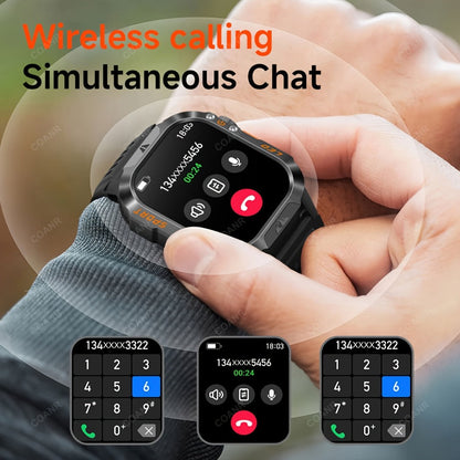 Smartwatch for Men 2.01 Inch with Calling, 100+ Sport Modes, LED Flashlight and Purple Light