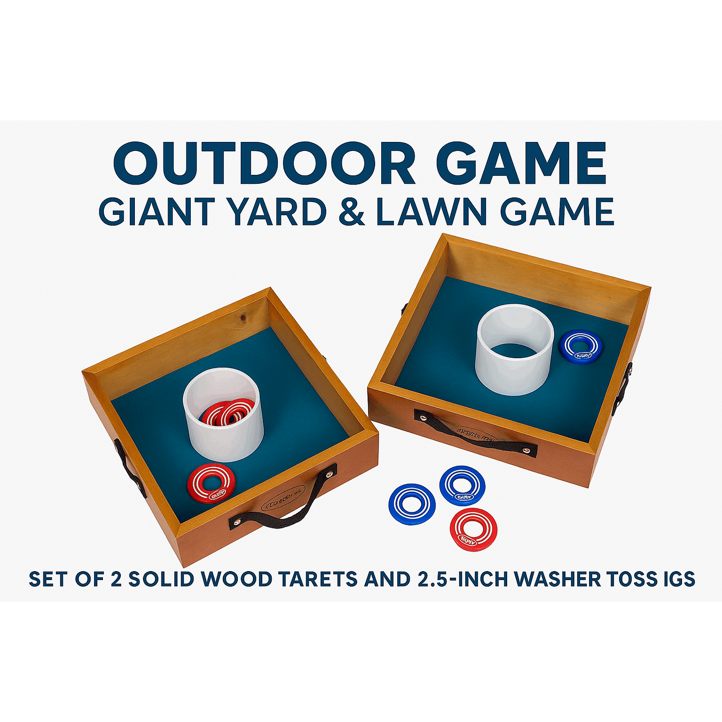 Outdoor Lawn Toss Game Set – Washer Toss & Ladder Toss for Backyard Party, Portable Yard Games for Adults Kids Family