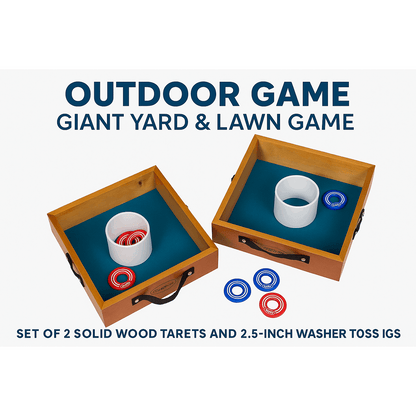 Outdoor Lawn Toss Game Set – Washer Toss & Ladder Toss for Backyard Party, Portable Yard Games for Adults Kids Family