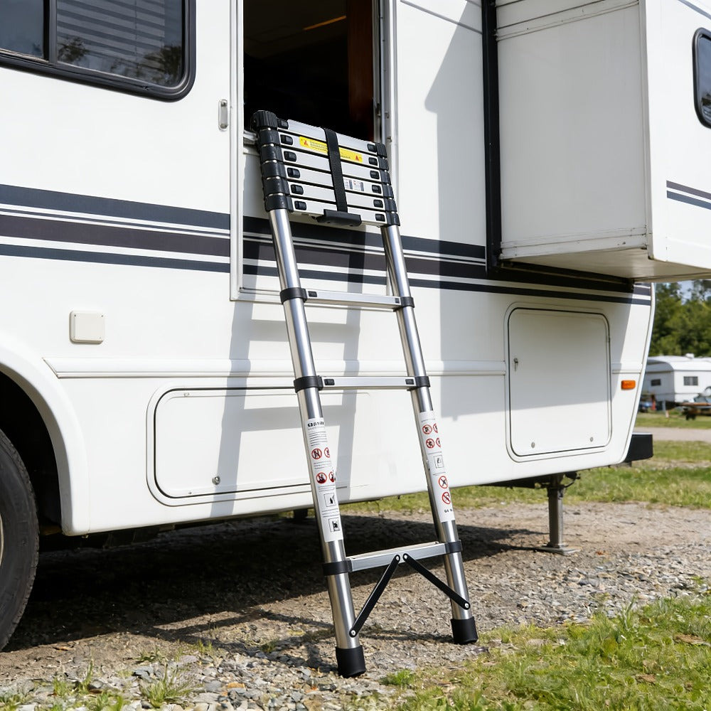 Telescoping Extension Ladder Aluminum, 6.5 / 8.5 / 10.5 / 12.5 FT Folding Telescopic Ladder, Easy Store