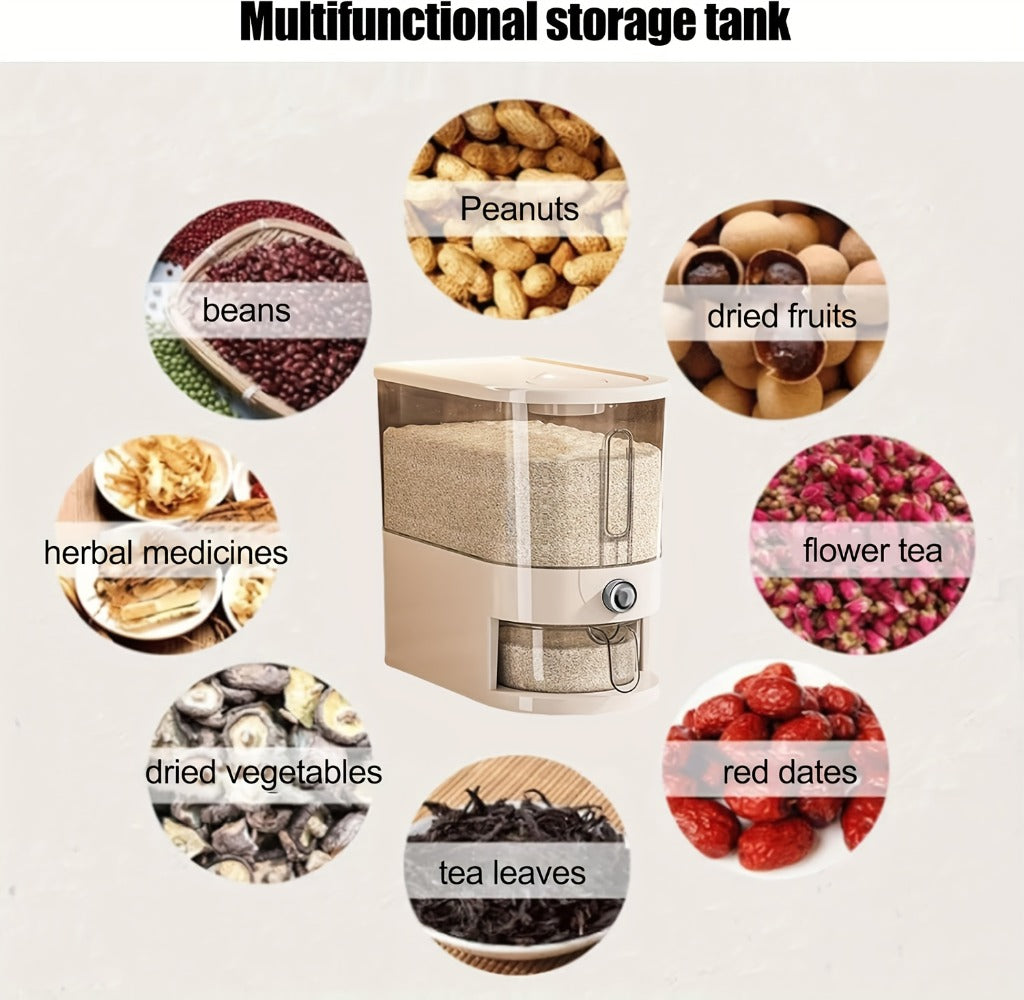 Food Storage Containers PET Rice Bin with Flip-Top Latch, Measuring Cup and 11- or 22-Pound Capacity