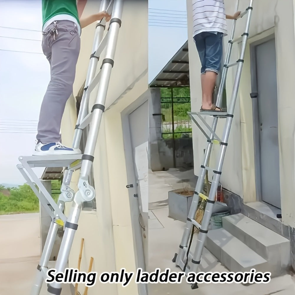 Ladder Platform Scaffold Board Work Tray Retractable Workstation Tool Tray Attachment for Extension Ladders Easy Install Silver