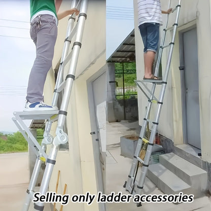 Ladder Platform Scaffold Board Work Tray Retractable Workstation Tool Tray Attachment for Extension Ladders Easy Install Silver