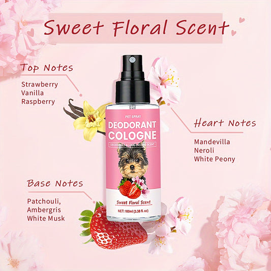 Dog Cologne Deodorant Spray – Floral Sweet Scent with Vanilla, Raspberry & White Peony | All Breed Pet Perfume, Long-Lasting Odor Control