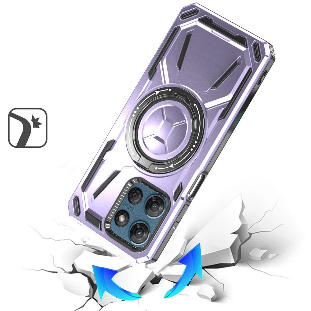 Phone Case Ring Stand Cover with Tempered Glass Protector for Moto G Power 5G 2025 in Five Colors