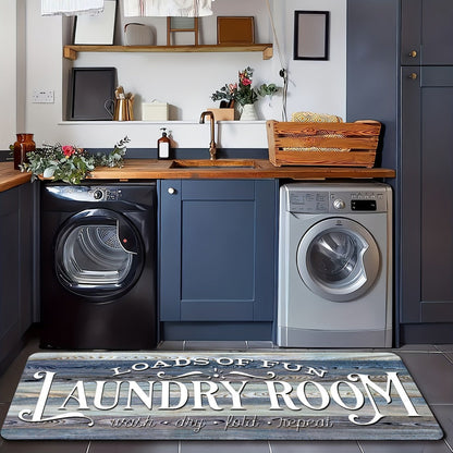 Farmhouse Laundry Room Runner Rug – Retro Kitchen & Bathroom Mat, Anti-Slip Floor Runner for Laundry Room
