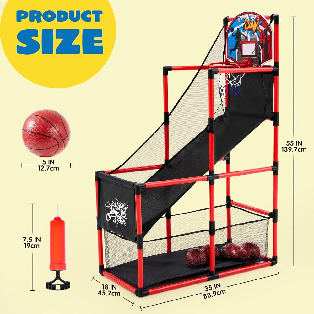 Kids Adjustable Basketball Hoop Set Arcade-Style Stand 4 Balls Air Pump with the Listed Color, Size or Set Options for Everyday Use