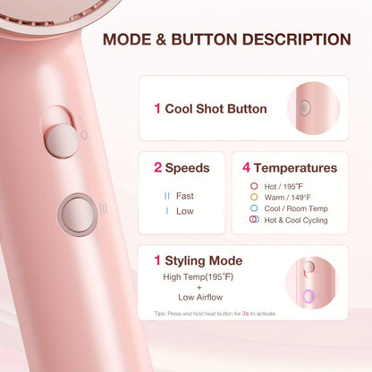 FZ201-Style 1875W Hair Dryer with Circular Rear Intake, Gray or White Finish and Three Pictured Attachments