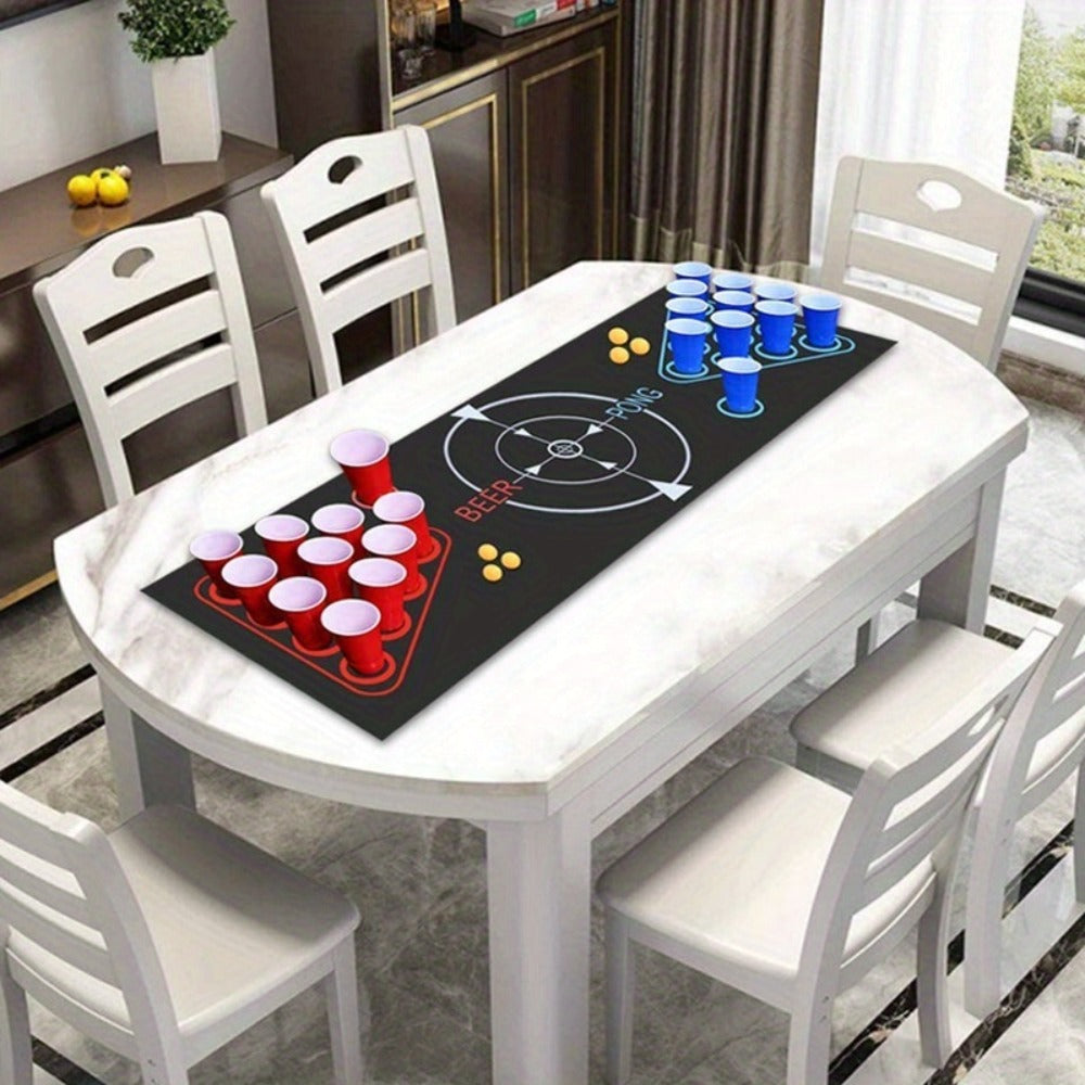 Beer Pong Set with Table Mat 12 Red Cups 12 Blue Cups & 24 Ping Pong Balls with the Listed Color, Size or Set Options for Everyday Use