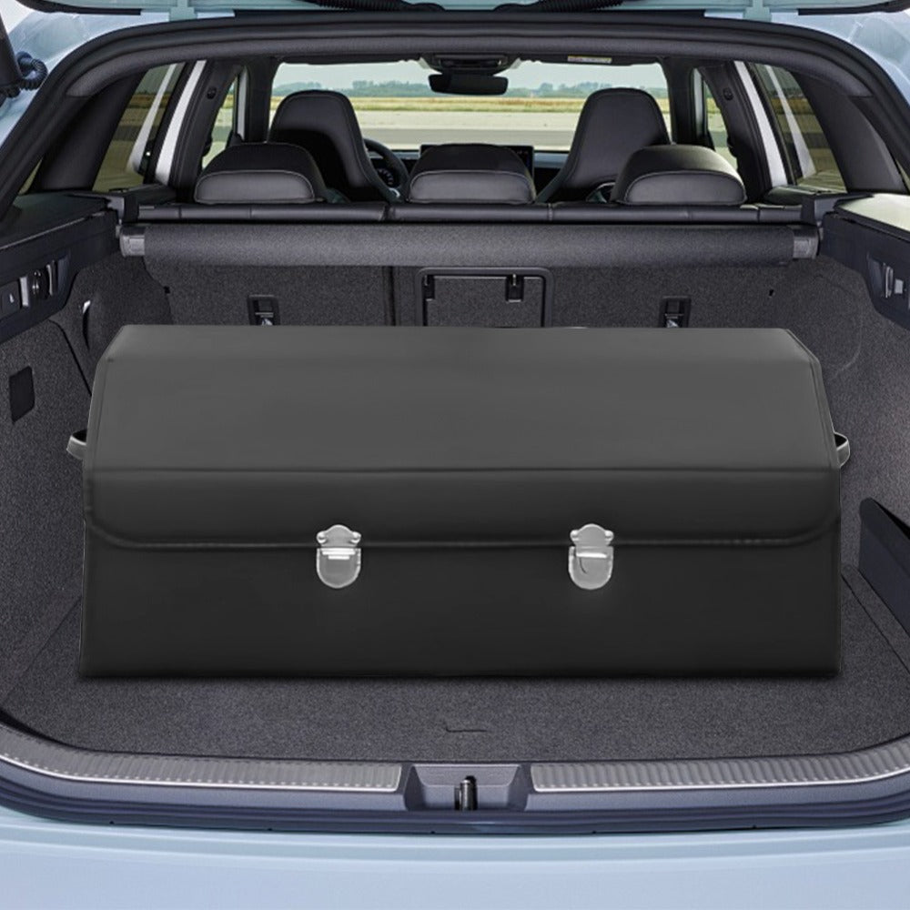 PU Leather Car Organizer Box Foldable Multi-Compartment – Large Capacity Storage for SUV, Truck, Camper & Car Interior