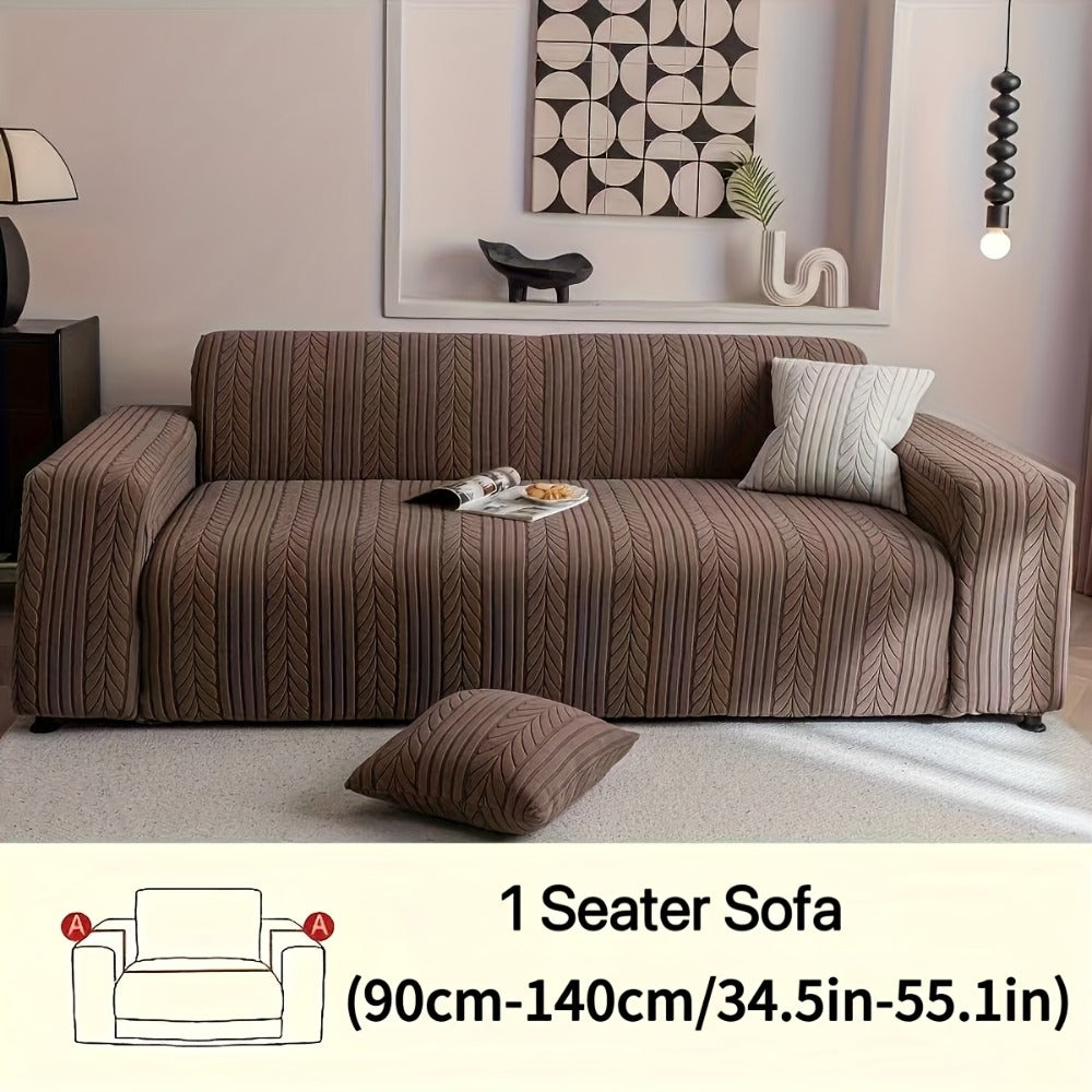 Sofa Cover Zigzag-Texture Fitted Slipcover for 1, 2, 3 or 4-Seater Sofas in Four Neutral Colors