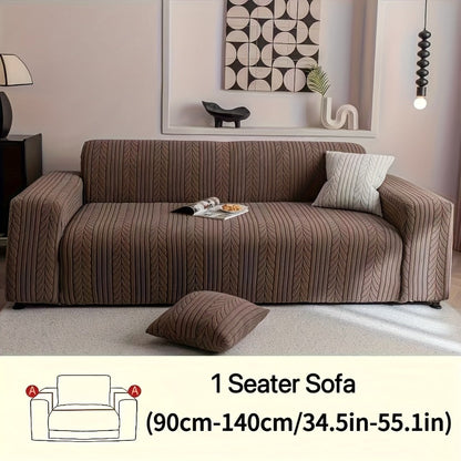 Sofa Cover Zigzag-Texture Fitted Slipcover for 1, 2, 3 or 4-Seater Sofas in Four Neutral Colors