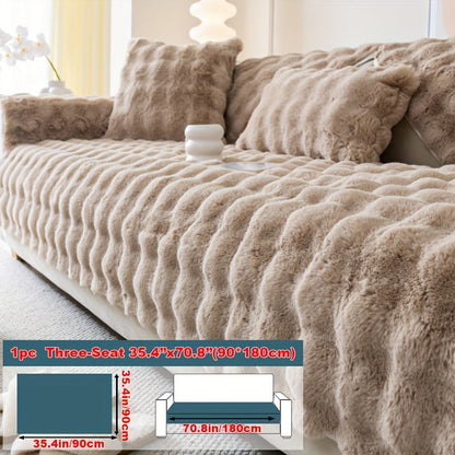 Sofa Cover Thick Faux Rabbit Plush Panels with Backing Detail for Seat, Armrest, Backrest or Pillowcase