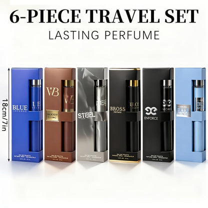 Travel Cologne Gift Set for Men – 6-Piece Mini EDP Spray Sampler, Long Lasting Unique Scents, TSA-Friendly Travel Size
