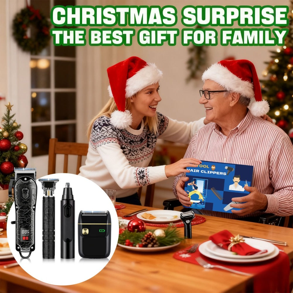 Men's Grooming Set USB Rechargeable Hair Clipper Electric Shaver Nose Ear Hair Trimmer for Everyday Face, Beard and Body Grooming
